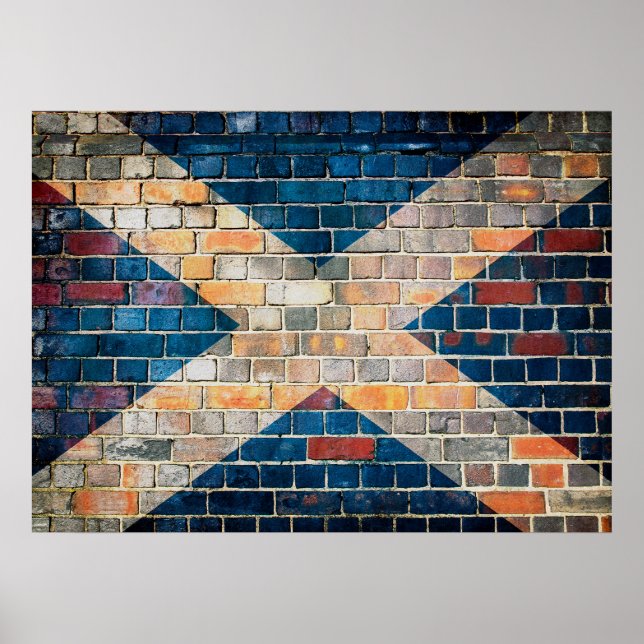 Skottland flagga på en tegelvägg poster (Framsidan)