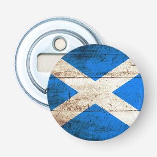 Skottland flagga på gammalt Wood korn Flasköppnare
