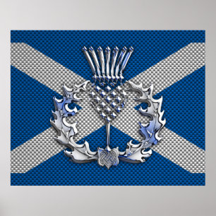 Skottland för kolfibertryck flagga poster
