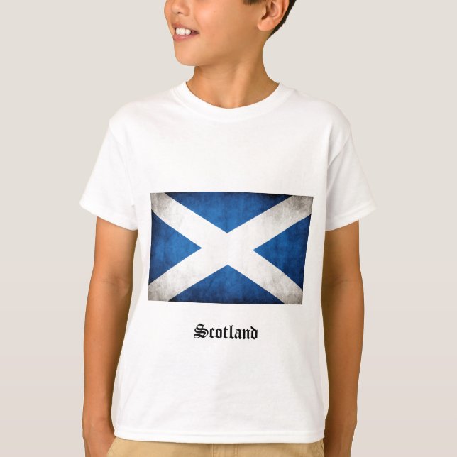 Skottland Grunge Flagga Tee Shirt (Framsida)