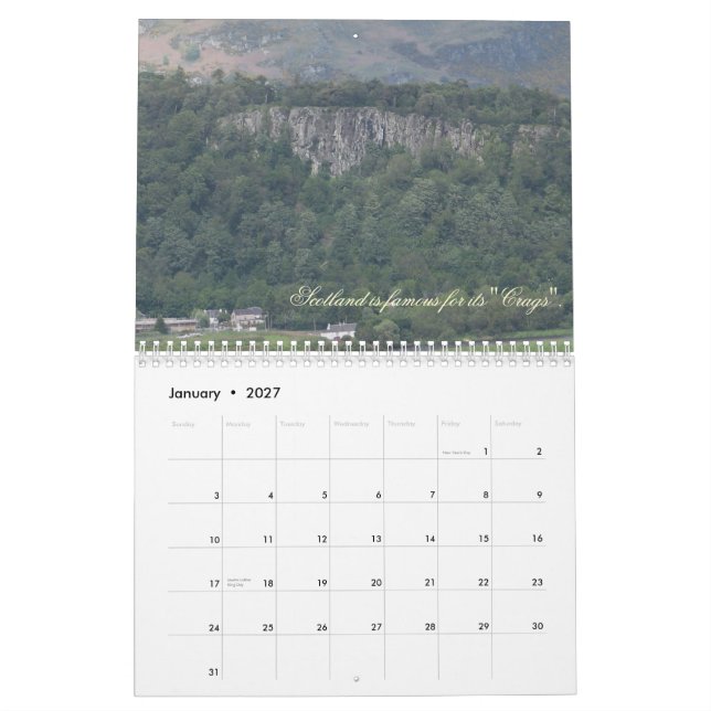 Skottland kalender för 16 månad (Jan 2027)