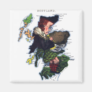 Skottland karikatyrkarta magnet