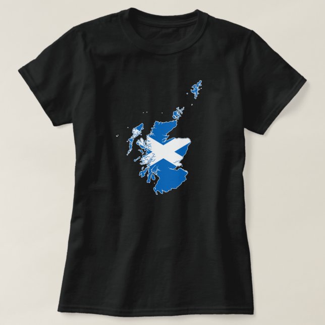 Skottland Land Karta och Scottish National Flagga T Shirt (Design framsida)
