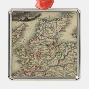 Skottland med inläggkartan av de Shetland öarna Julgransprydnad Metall