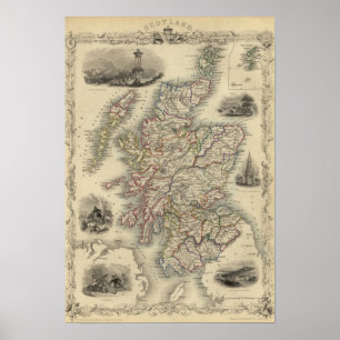 Skottland med inläggkartan av de Shetland öarna Poster