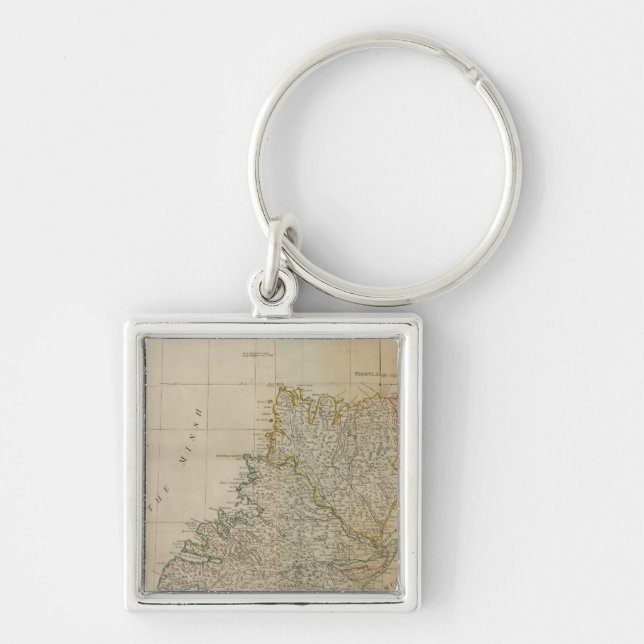 Skottland norr fyrkantig silverfärgad nyckelring (Framsidan)