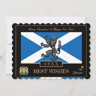 Skottland Nyårskort, upprörande, skotsk flagga Julkort