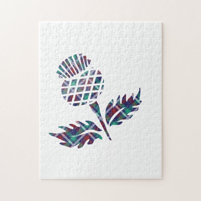 Skottland presenterar Scottish Thistle Tartan Plad Pussel (Vertikal)