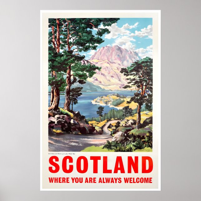 Skottland Resa Poster Skotsk Konst Loch Maree Och (Framsidan)