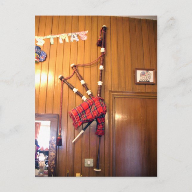 Skottland säckpipa tartan rutmönster Musikinstrume Vykort (Framsida)