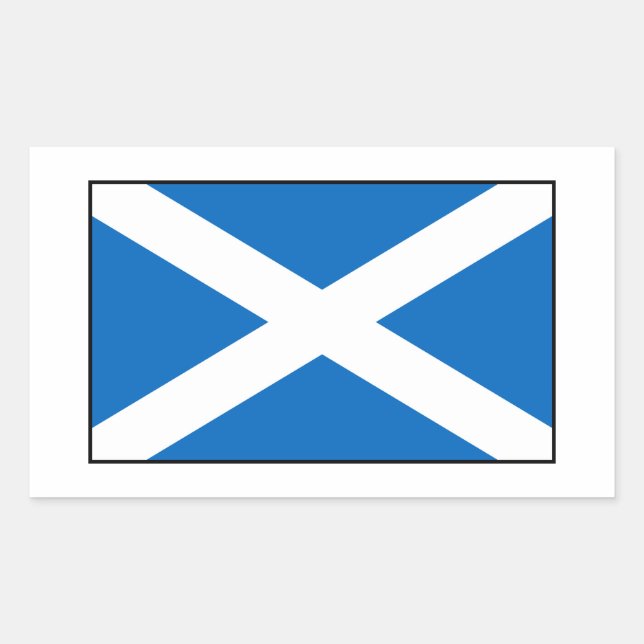 Skottland - Scottish Flagga Rektangulärt Klistermärke (Framsida)
