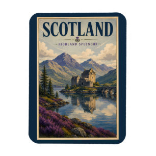 Skottland Skotsk Högland Illustration Resa Konst Magnet