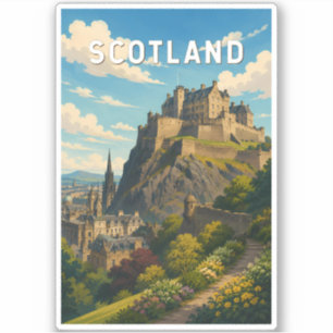 Skottland Storbritannien Illustration Resa Konst Klistermärken