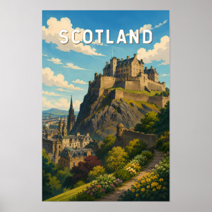 Skottland Storbritannien Illustration Resa Konst Poster