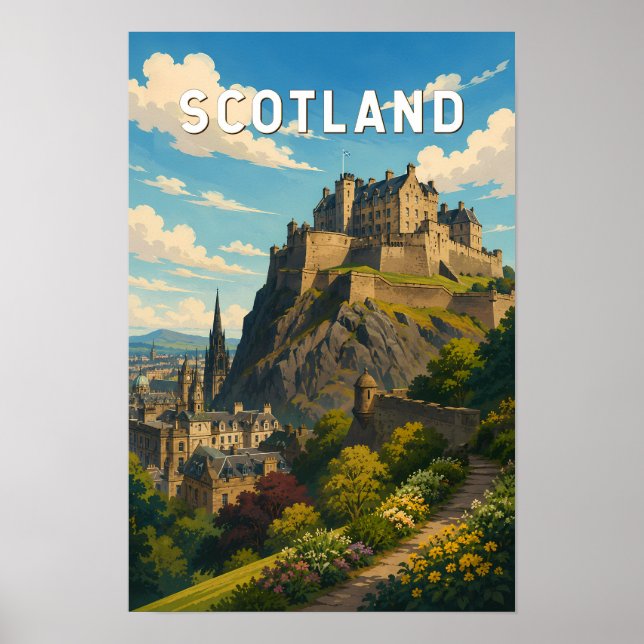 Skottland Storbritannien Illustration Resa Konst Poster (Framsidan)
