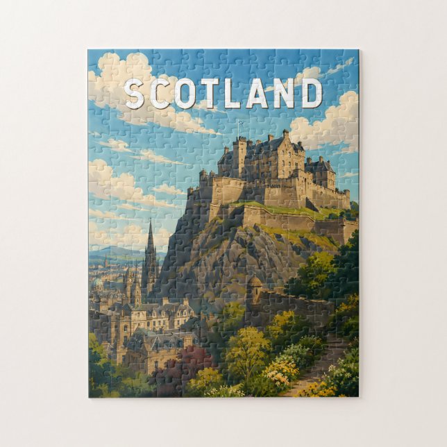 Skottland Storbritannien Illustration Resa Konst Pussel (Vertikal)