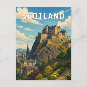 Skottland Storbritannien Illustration Resa Konst Vykort