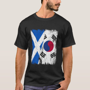 Skottland Sydkorea Halv Flagga Skotsk Sydkorean T Shirt