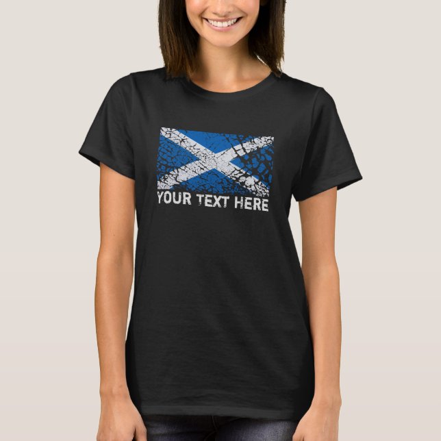 Skottland text + Skotsk flagga för Grunge Tee (Framsida)