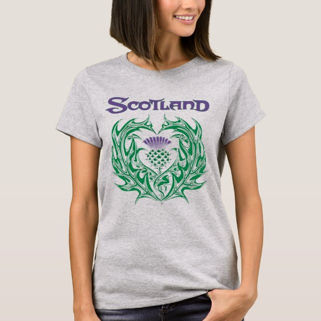Skottland 🏴 󠁧 󠁢 󠁳 󠁣 󠁴 󠁿 Thistle Celtic Alba T Shirt (Framsida)