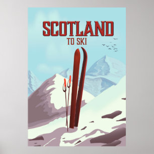 Skottland till Ski vintage resor poster