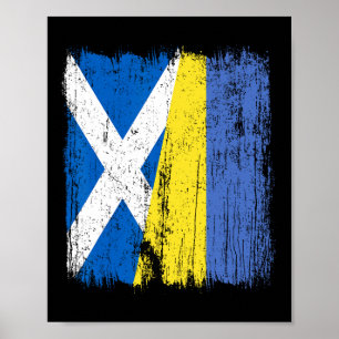 Skottland Ukraina Halv Flagga Skotsk Ukrainsk Arv Poster