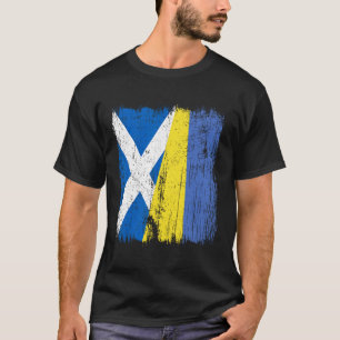 Skottland Ukraina Halv Flagga Skotsk Ukrainsk Arv T Shirt