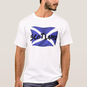 Skottland Vågigt Flagga Tee Shirt