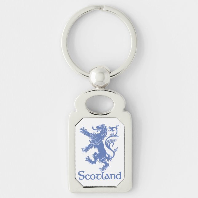 Skottland våldsamma lejona Keychain, skotskt arv Rektangulärt Silverfärgad Nyckelring (Framsidan)