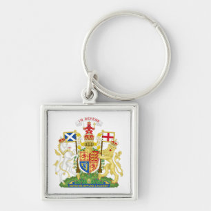 Skottland vapensköld Keychain Fyrkantig Silverfärgad Nyckelring