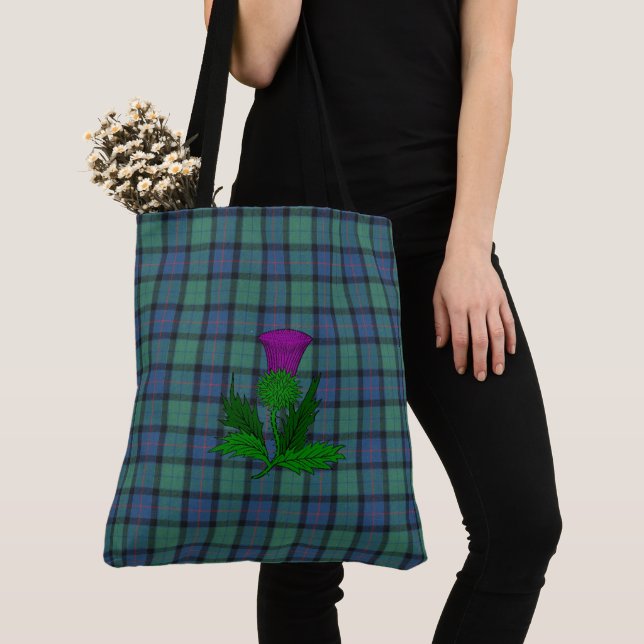 Skottlands blomma Klan Tartan Tote Bag Tygkasse (Närbild)