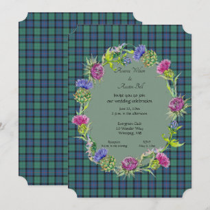 Skottlands blomma Tartan Med Guld Ram Inbjudningar