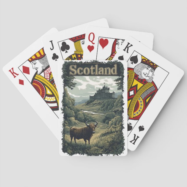 Skottlands design: Highland Cow, Castle and Scener Casinokort (Baksidan)