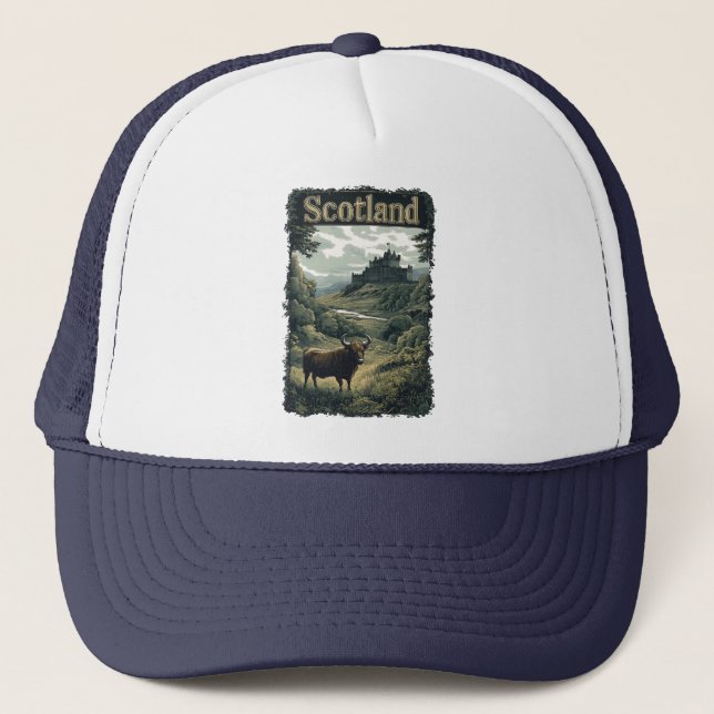 Skottlands design: Highland Cow, Castle and Scener Keps (Framsida)