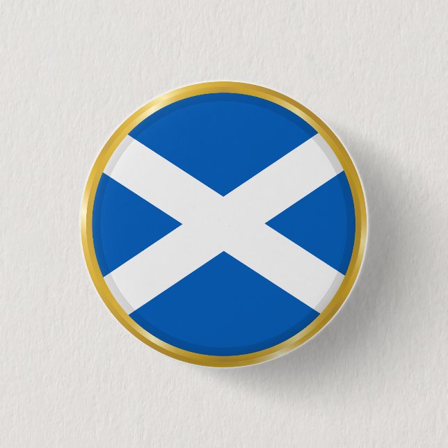 Skottlands flagga i gyllene cirkel knapp (Framsida)