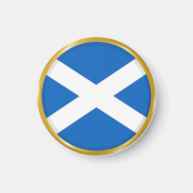 Skottlands flagga i gyllene cirkel magnet (Framsidan)