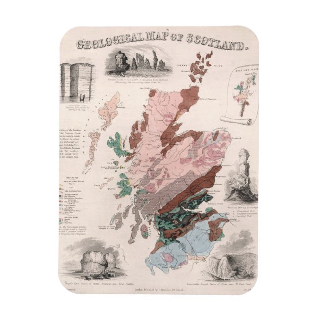 Skottlands geologiska Karta Magnet (Vertikal)