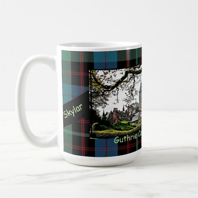 Skottlands Guthrie-Klan Castle-Tartan Namn Mugg (Vänster)