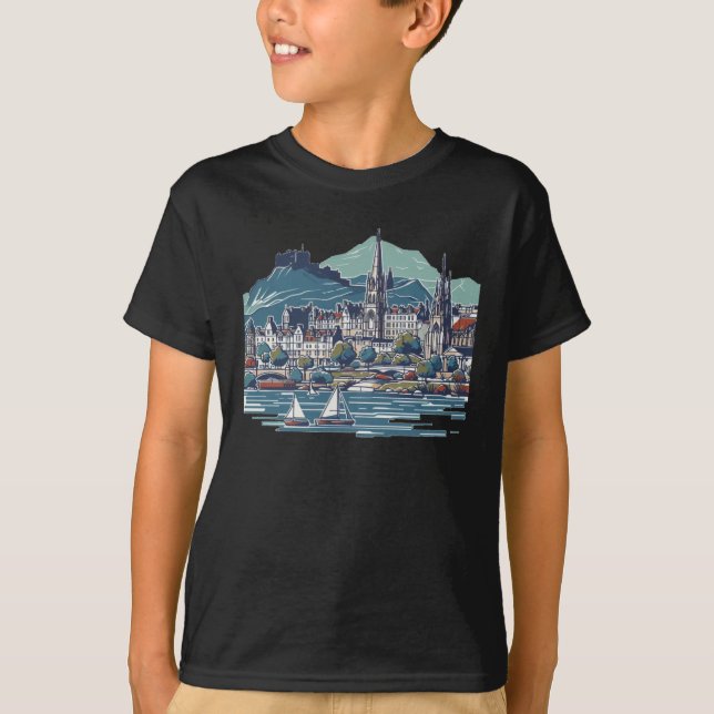Skottlands häftiga 3d Sketch Isle of Skye T Shirt (Framsida)