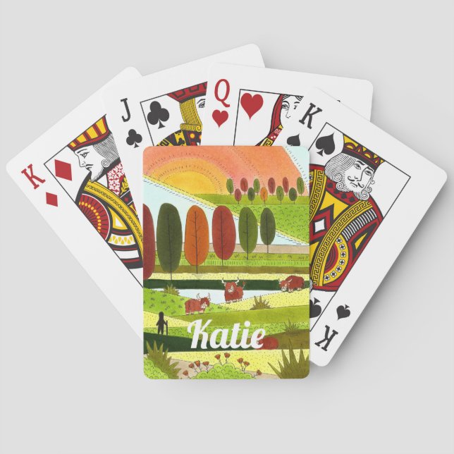Skottlands höglandskor på höstgården Fält Casinokort (Baksidan)