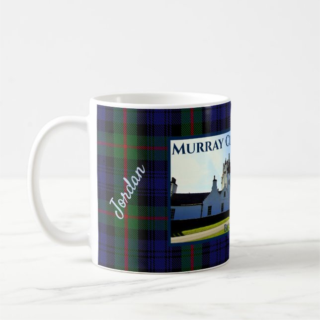 Skottlands Murray Klan Castle Tartan Ditt namn Kaffemugg (Vänster)