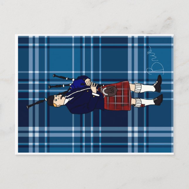 Skottlands respons uppfyller piper vykort (Framsida)