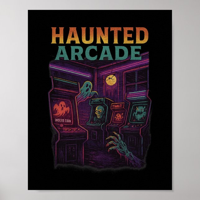 Skräck Arcade Retro Halloween Spelare Skräck Desig Poster (Framsidan)