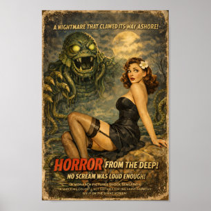 Skräck från djupet gammal varelsefilm poster