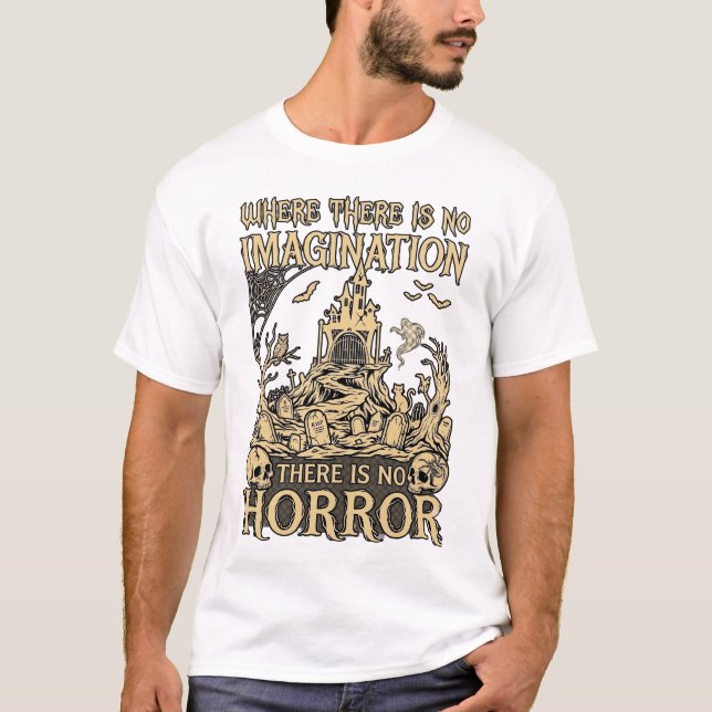 Skräck Halloween Spökhus Kyrkogård T Shirt (Framsida)