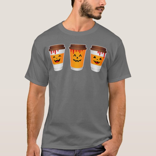 Skräck Höst Kaffe Söt Pumpa Kryddat Latte Iced T Shirt (Framsida)