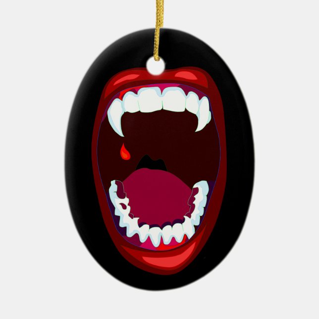 Skräck Mun Vampire Tänder Hörntänder Ornament (Framsidan)