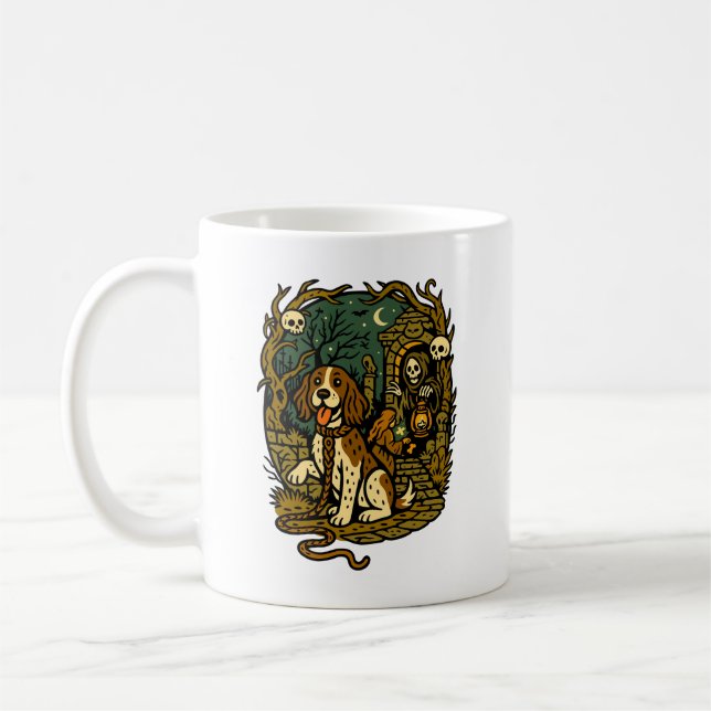 Skräck Skum Skalle Hund Estetik Kaffemugg (Vänster)