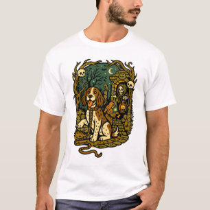 Skräck Spöklik Skelett Hund Estetik T Shirt