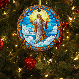 Skräckande målad Glass Jesus Jul Julgransprydnad Keramik